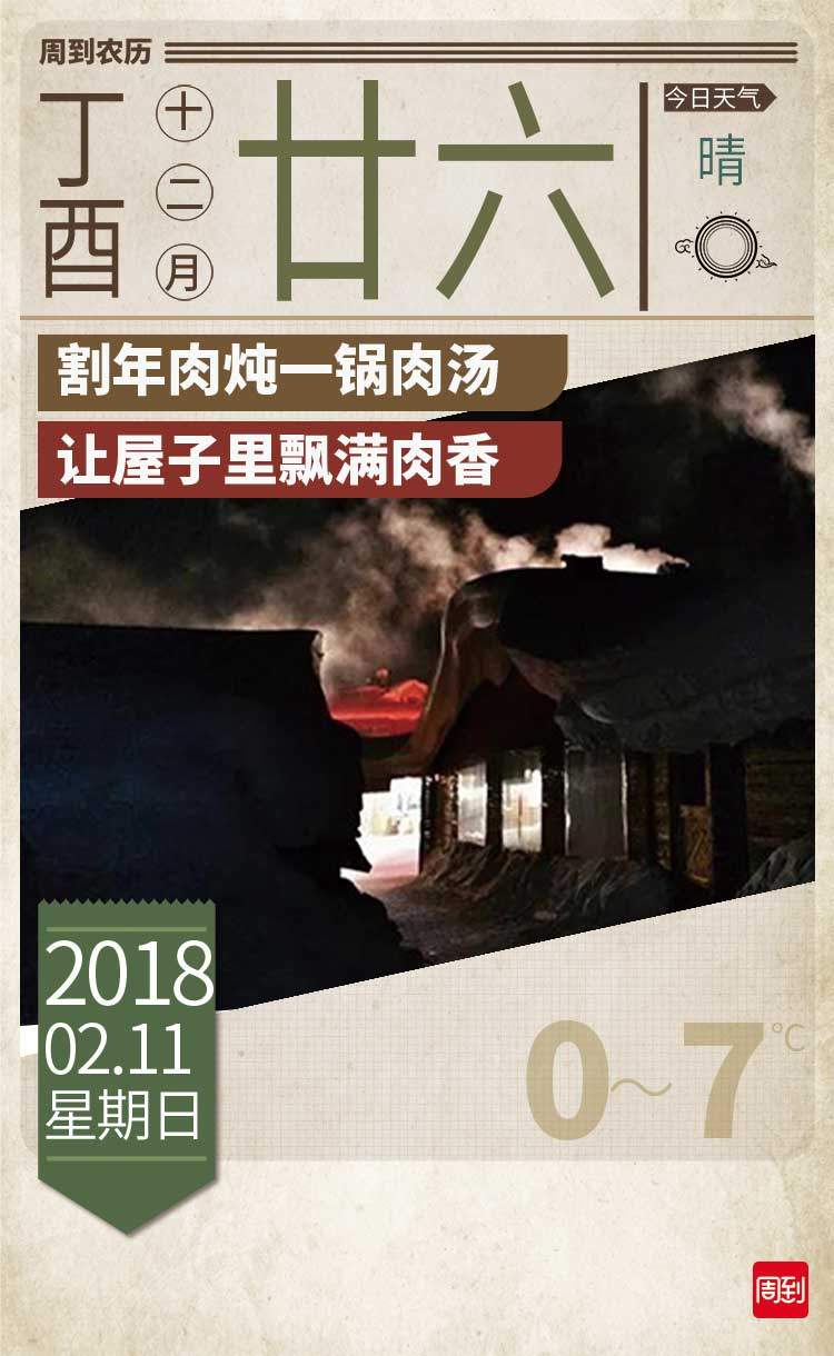 农历中国 十二月廿六 杀猪割年肉