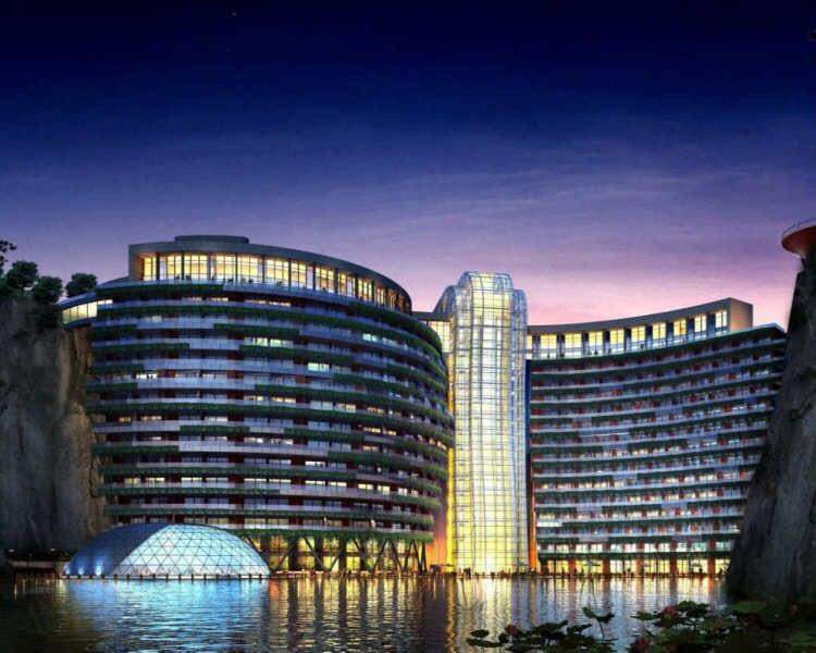 被称为上海海拔最低的上海佘山世茂洲际酒店(深坑酒店)的开业时间一直