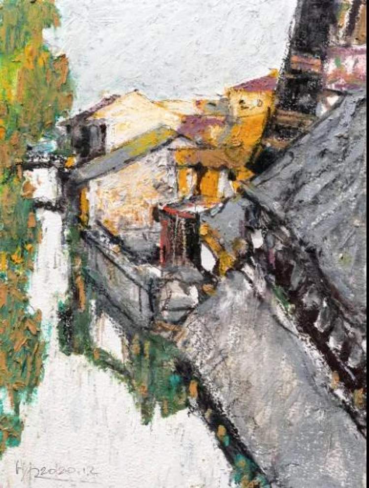 "国韵绚彩——走过天桥"展,用油画棒表现不一样的上海