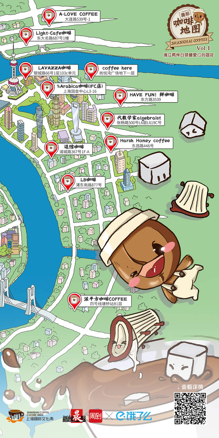 魔都咖啡地图第一期出炉了!| 黄浦江两岸,白领们最爱点的咖啡店是?