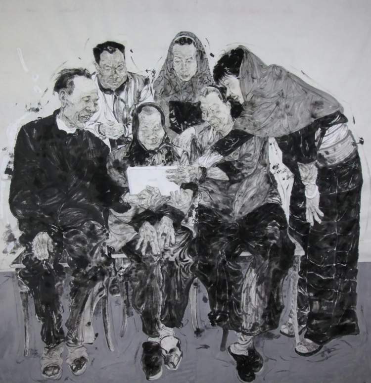 陈迪的油画作品以三名航天员在中国空间站开启在轨生活的特殊时刻