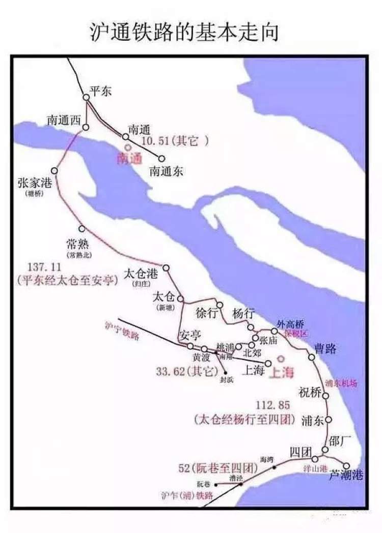 沪通铁路北起宁启铁路的南通站,途径通州,海门,常熟,太仓进入上海市