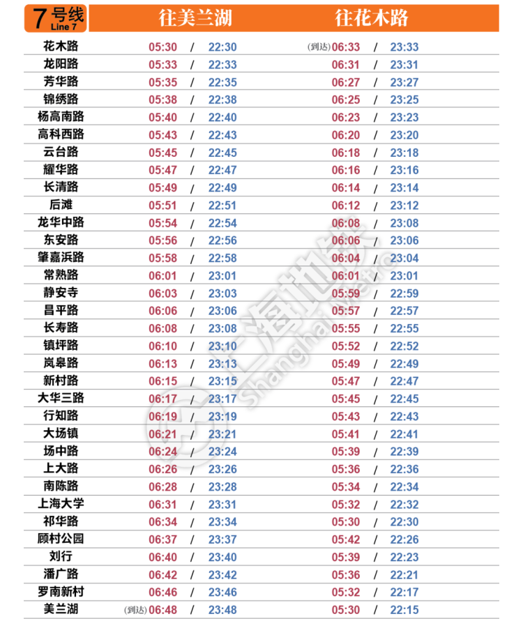 上海15号线地铁时刻表图片